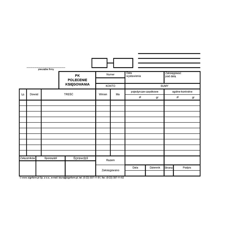 PK - Polecenie księgowania (format A5)
