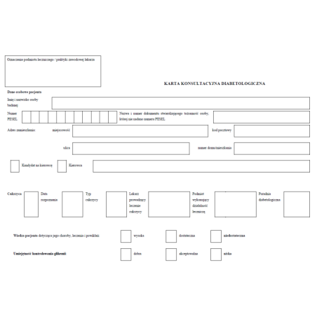 Karta konsultacyjna diabetologiczna do badań lekarskich kierowców i osób ubiegających się o uprawnienia do kierowania pojazdami