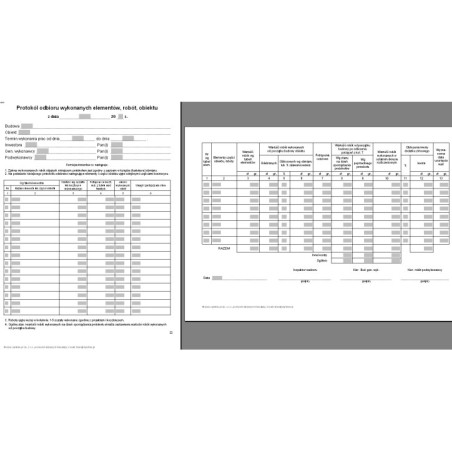 Protokół odbioru wykonanych elementów, robót, obiektu