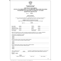 Certyfikat zwolnienia statku pasażerskiego w pasażerskiej żegludze krajowej (Passenger ship engaged in domestic voyages exemption certificate)
