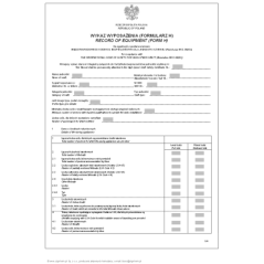 Wykaz wyposażenia (Formularz H) - wersja 1 (Record of equipment (Form H))