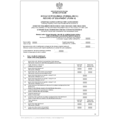 Wykaz wyposażenia (Formularz K) Record of equipment (Form K)