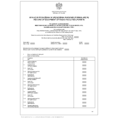 Wykaz wyposażenia w urządzenia radiowe (Formularz R) Record of equipment of radio facilities (Form R)