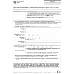 Zgłoszenie wymeldowania z miejsca pobytu czasowego / Notification of a change of temporary residence