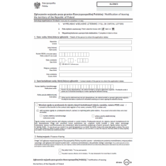 Zgłoszenie wyjazdu poza granice Rzeczypospolitej Polskiej / Notification of leaving the territory of the Republic of Poland