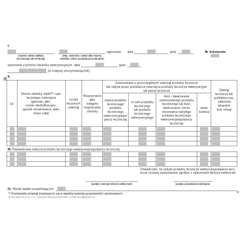 Książka leczenia zwierząt gospodarskich oraz zwierząt, z których pozyskane tkanki lub produkty są przeznaczone do spożycia przez ludzi / Ewidencja leczenia zwierząt