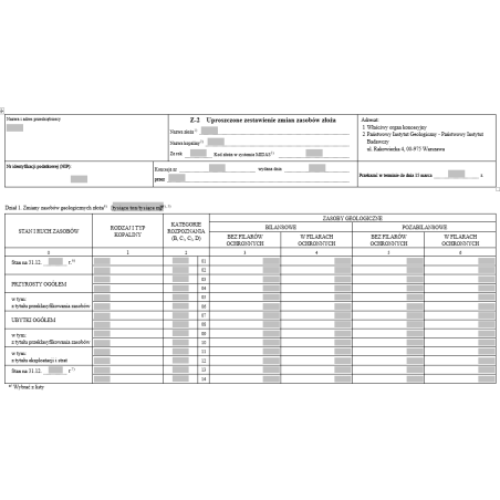 Z-2 Uproszczone zestawienie zmian zasobów złoża
