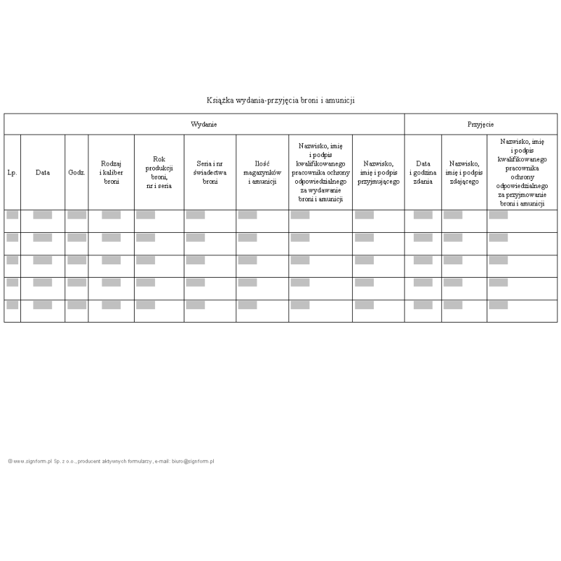 Książka wydania-przyjęcia broni i amunicji