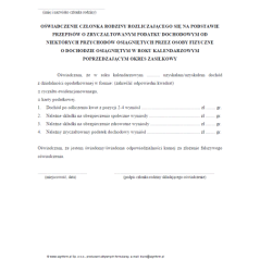 Oświadczenie członka rodziny rozliczającego się na podstawie przepisów o zryczałtowanym podatku dochodowym od niektórych przychodów osiągniętych przez osoby fizyczne o dochodzie osiągniętym w roku kalendarzowym poprzedzającym okres zasiłkowy