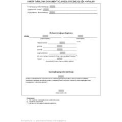 Karta tytułowa dokumentacji geologicznej złoża kopaliny