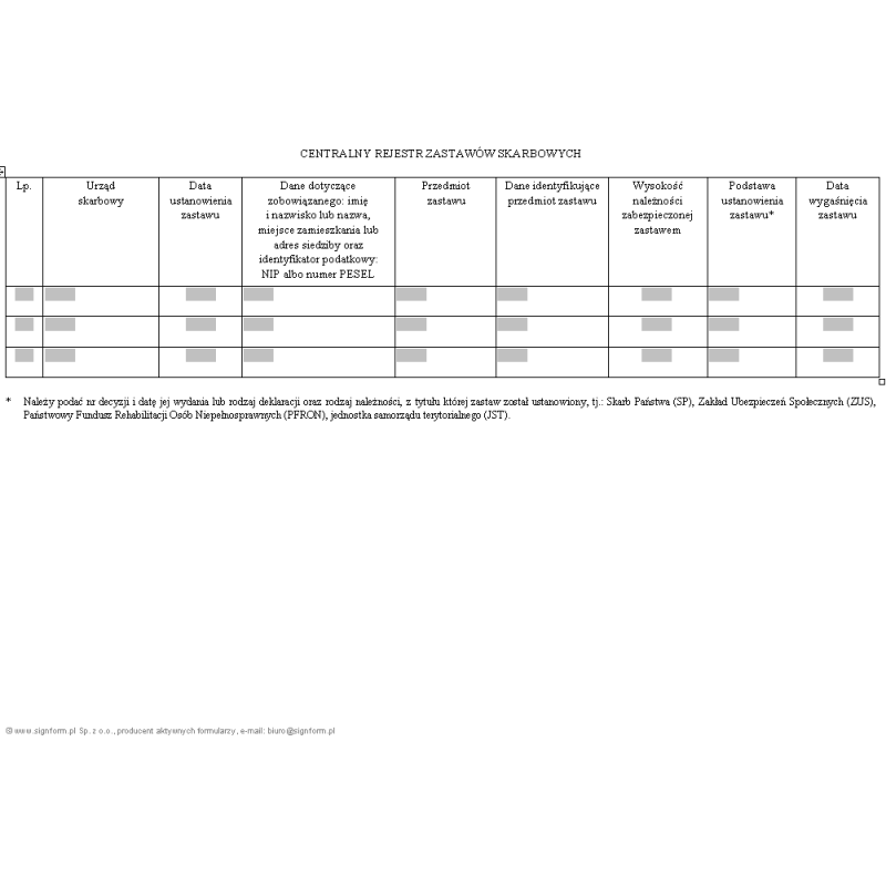 Centralny rejestr zastawów skarbowych