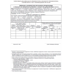 Deklaracja o produkcji wina lub moszczu winogronowego z własnych lub zakupionych produktów w danym roku gospodarczym