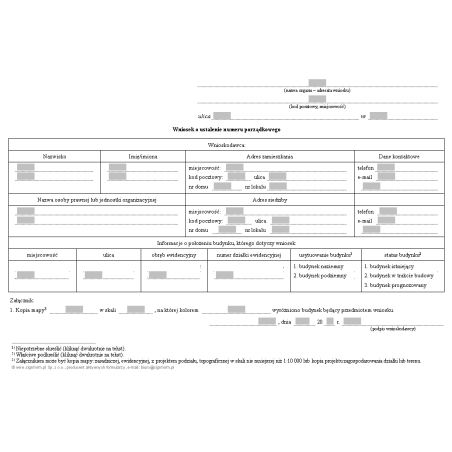 Wniosek o ustalenie numeru porządkowego budynku
