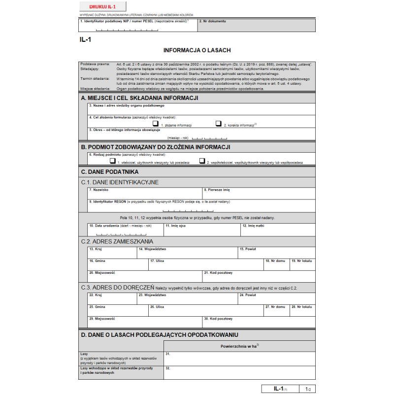 IL-1 Informacja o lasach