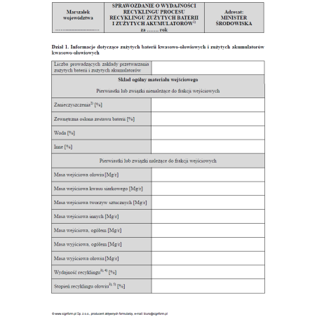 Sprawozdanie o wydajności recyklingu procesu recyklingu zużytych baterii i zużytych akumulatorów