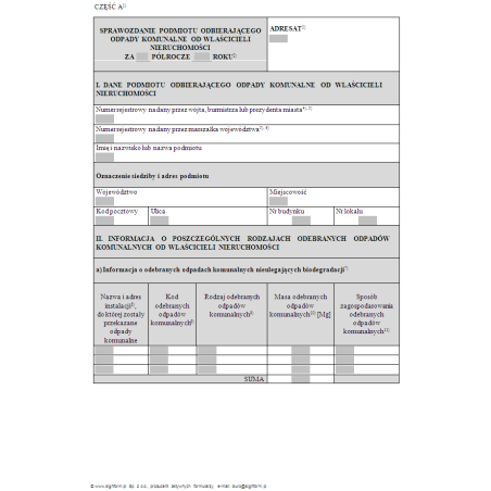 Sprawozdanie kwartalne podmiotu odbierającego odpady komunalne od właścicieli nieruchomości