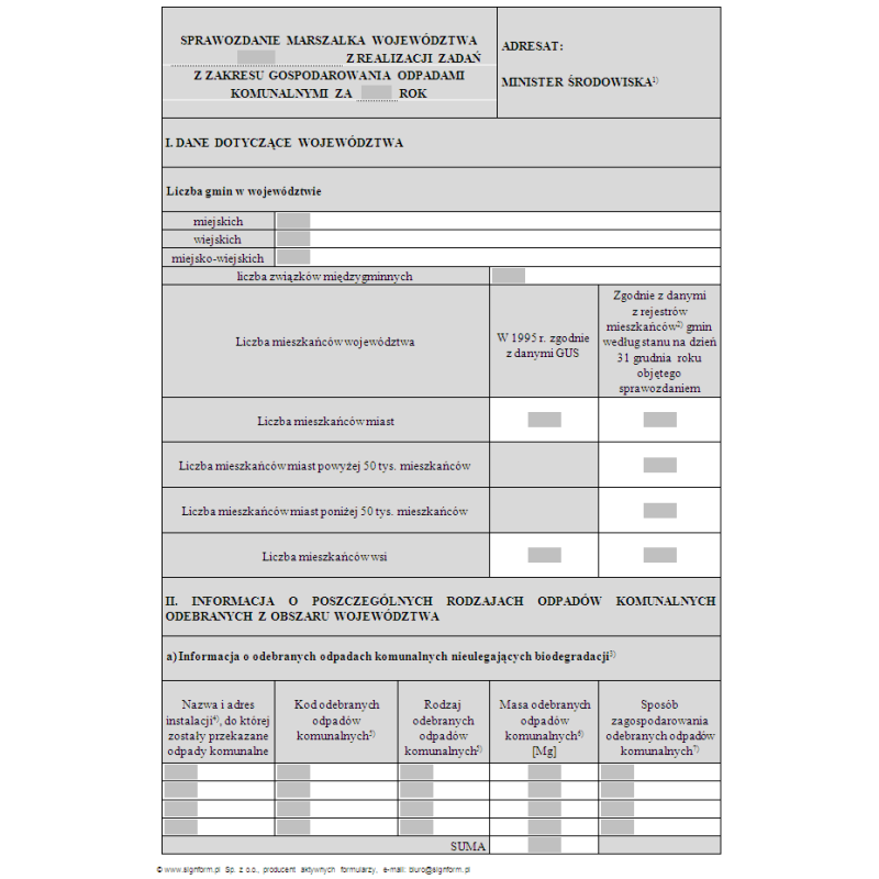 Sprawozdanie roczne marszałka województwa z realizacji zadań z zakresu gospodarowania odpadami komunalnymi