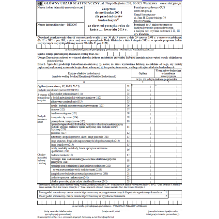 Załącznik do meldunku DG-1 dla przedsiębiorstw budowlanych