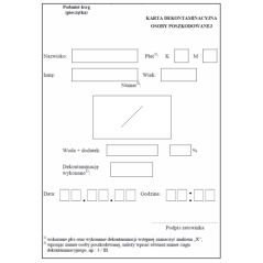 Karta dekontaminacyjna osoby poszkodowanej