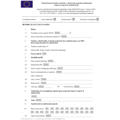Standardowy formularz wniosku o rejestrację pojazdów kolejowych dopuszczonych do eksploatacji