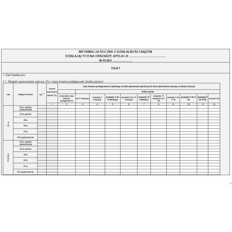 Informacja roczna o działalności sądów na obszarze apelacji