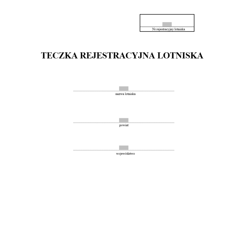 Teczka rejestracyjna lotniska