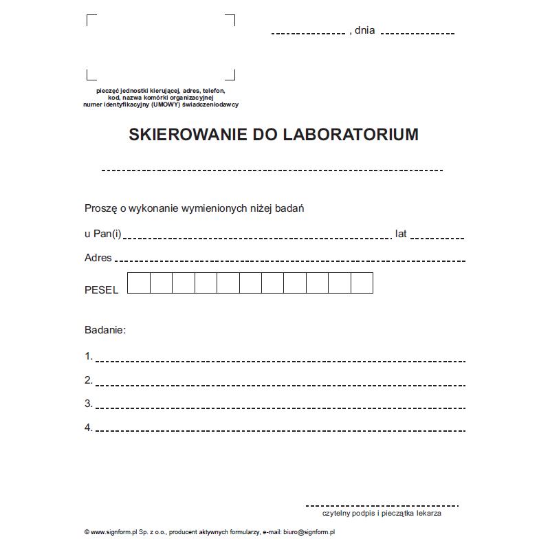 Skierowanie do laboratorium