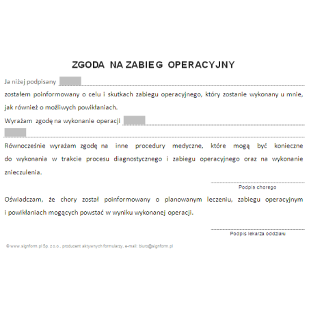 Zgoda na zabieg operacyjny