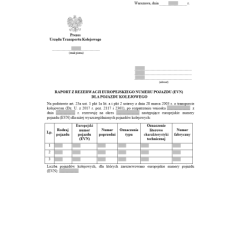 Raport z rezerwacji europejskiego numeru pojazdu (EVN) dla pojazdu kolejowego