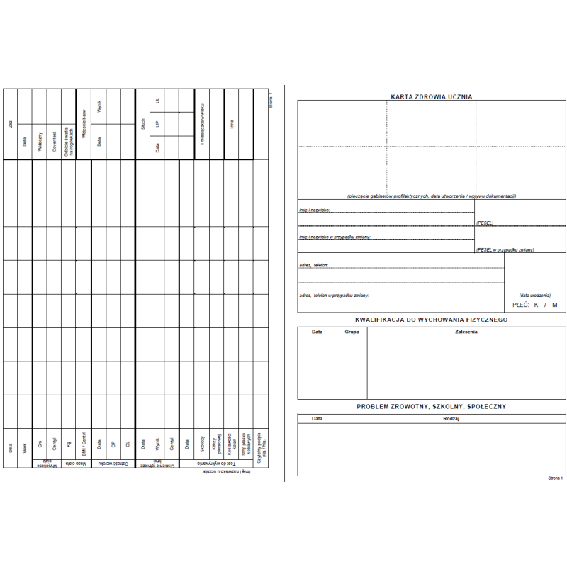 Karta zdrowia ucznia