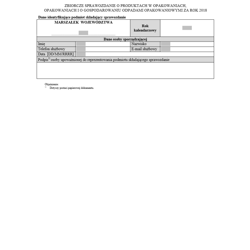 Zbiorcze sprawozdanie o produktach w opakowaniach, opakowaniach i o gospodarowaniu odpadami opakowaniowymi za 2018 r.