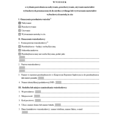 Wniosek o wydanie pozwolenia na nabywanie, przechowywanie, używanie materiałów wybuchowych przeznaczonych do użytku cywilnego lub wytwarzanie materiałów wybuchowych metodą in situ