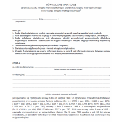 Oświadczenie majątkowe członka zarządu związku metropolitalnego, skarbnika związku metropolitalnego i sekretarza związku metropolitalnego