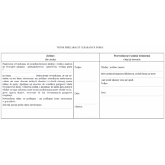 Wzór deklaracji Clearance Form