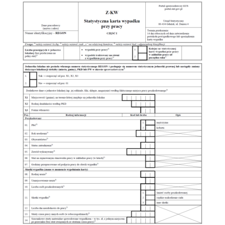 Z-KW Statystyczna karta wypadku