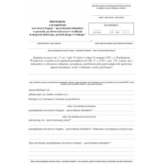 Protokół z przeglądania zawartości bagaży sprawdzania ładunków w portach, na dworcach oraz w środkach transportu lądowego, powietrznego i wodnego