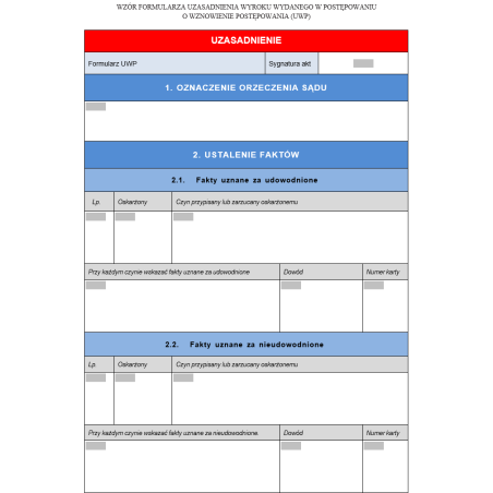 Uzasadnienie wyroku wydanego w postępowaniu o wznowienie postępowania (UWP)