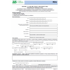 RDU Wniosek o ulgę bez opłaty prolongacyjnej (odroczenie lub rozłożenie na raty)