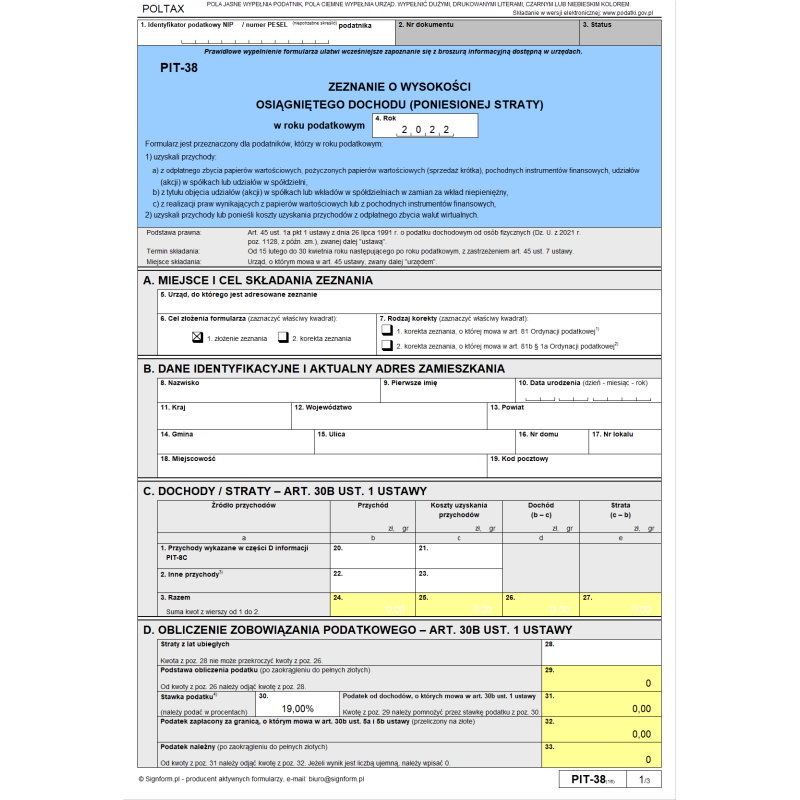 PIT-38 - czym jest, kto i do kiedy powinien go złożyć? - Szlachetna Paczka
