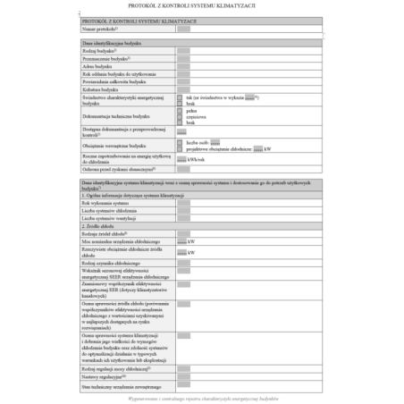 Protokół z kontroli systemu klimatyzacji