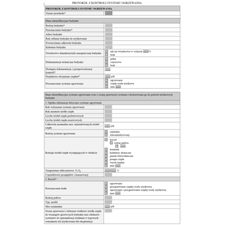 Protokół z kontroli systemu ogrzewania