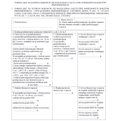 Wzór formularza, na którym dokonuje się rozliczenia faktycznie poniesionych kosztów przedsięwzięcia