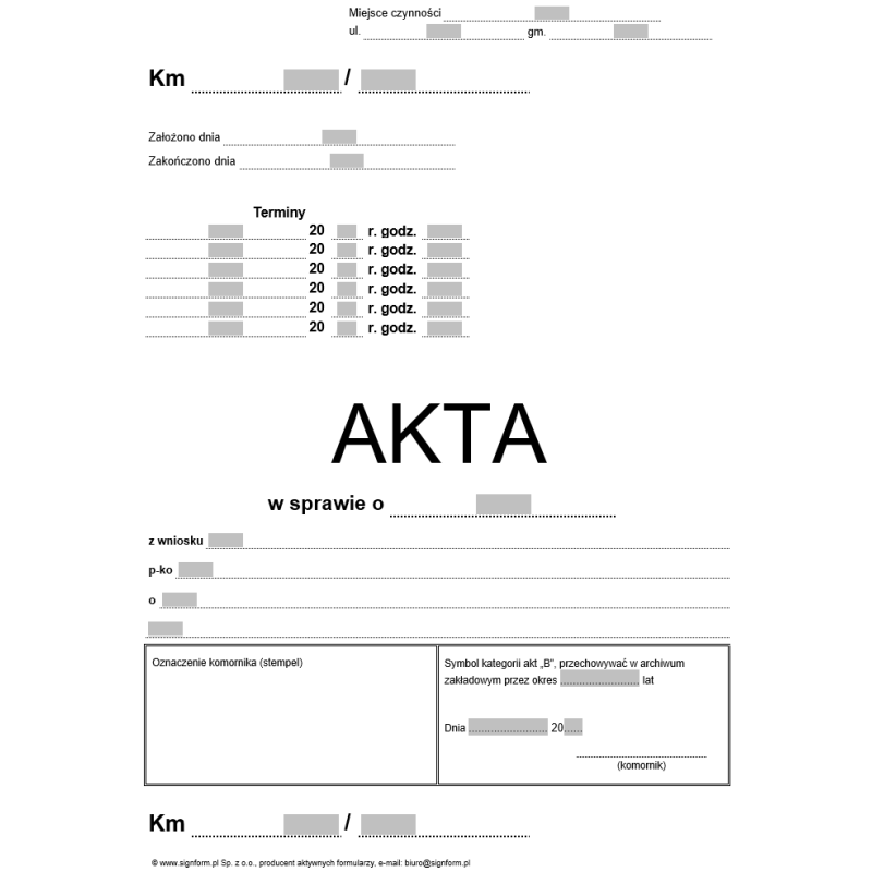 Akta w sprawie egzekucji komorniczej