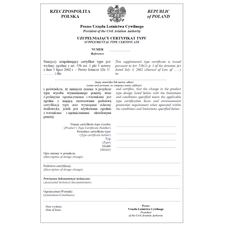 Uzupełniający certyfikat typu (statek powietrzny)