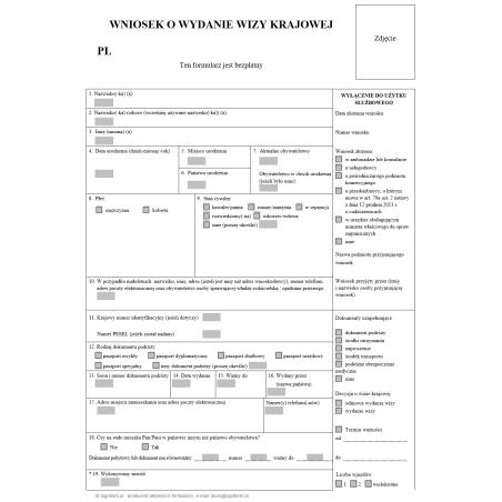 Wniosek o wydanie wizy krajowej