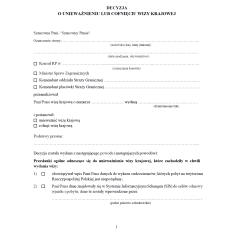 Decyzja o unieważnieniu lub cofnięciu wizy krajowej
