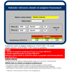 Kalkulator odsetkowy MS EXCEL - zaległości podatkowe i ustawowe