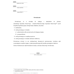 Oświadczenie członka zespołu egzaminacyjnego do złożenia LEKLDEK