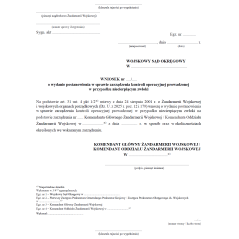 Wniosek o wydanie postanowienia w sprawie zarządzenia kontroli operacyjnej prowadzonej w przypadku niecierpiącym zwłoki