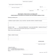 9. Protokół zniszczenia materiałów zgromadzonych podczas stosowania kontroli operacyjnej